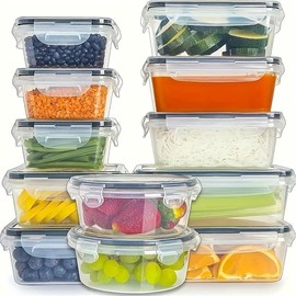 12 Piece Kitchen Sealed Containers, Food Grade Plastic Bottles, BPA Free Refrigerator Crisper, Dishwasher Safe Microwave Safe, Home Kitchen Utensils