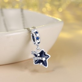 925 Sterling Silver Star Charms for Bracelets - Starry Sky Dangle Pendants Beads Charm Jewelry Gift for Women