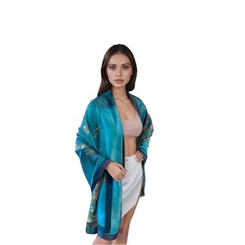 LA FERANI Silk Scarf White Black Classic Neckerchief Silk Summer Scarf Formal Occasions Cloth Beach Towel Wrap Scarf Lightweight 180 x 90 cm Silk Scarf Gift for Her Woman, Model 1