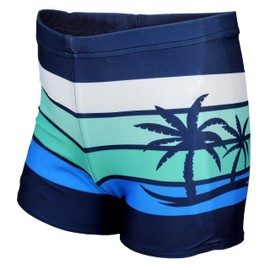 Aquarti Boys' Swimming Trunks Striped with Surfer Motif - 146