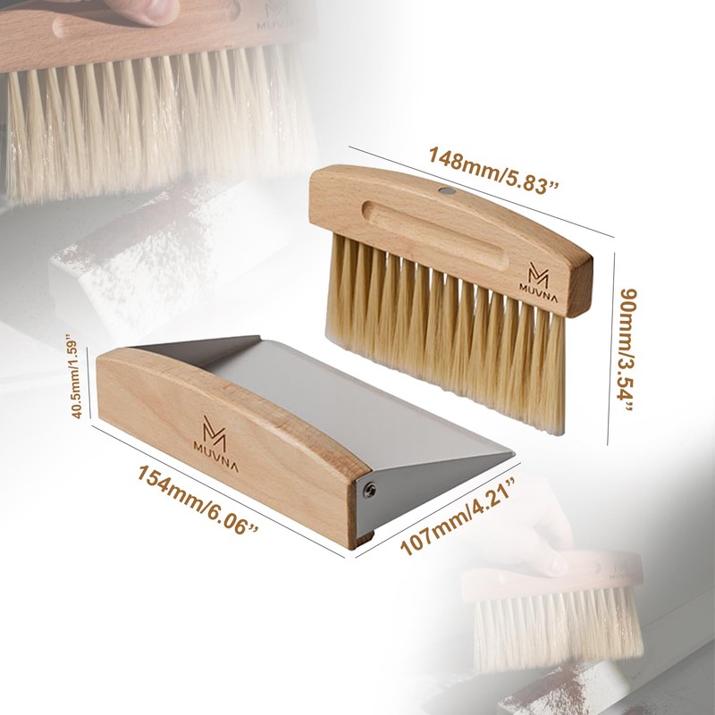 MUVNA Espresso Cleaning Brush Set, a Wood Handle Cleaning Brush
