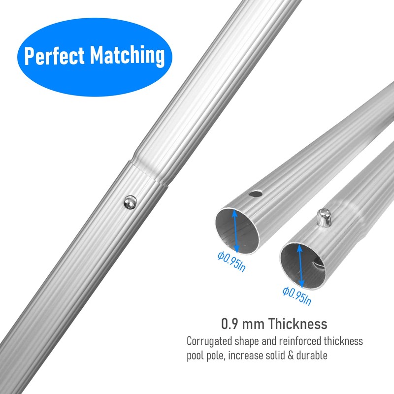 Poolvio Swimming Pool Leaf Skimmer Net, with 5 Sections Telescopic