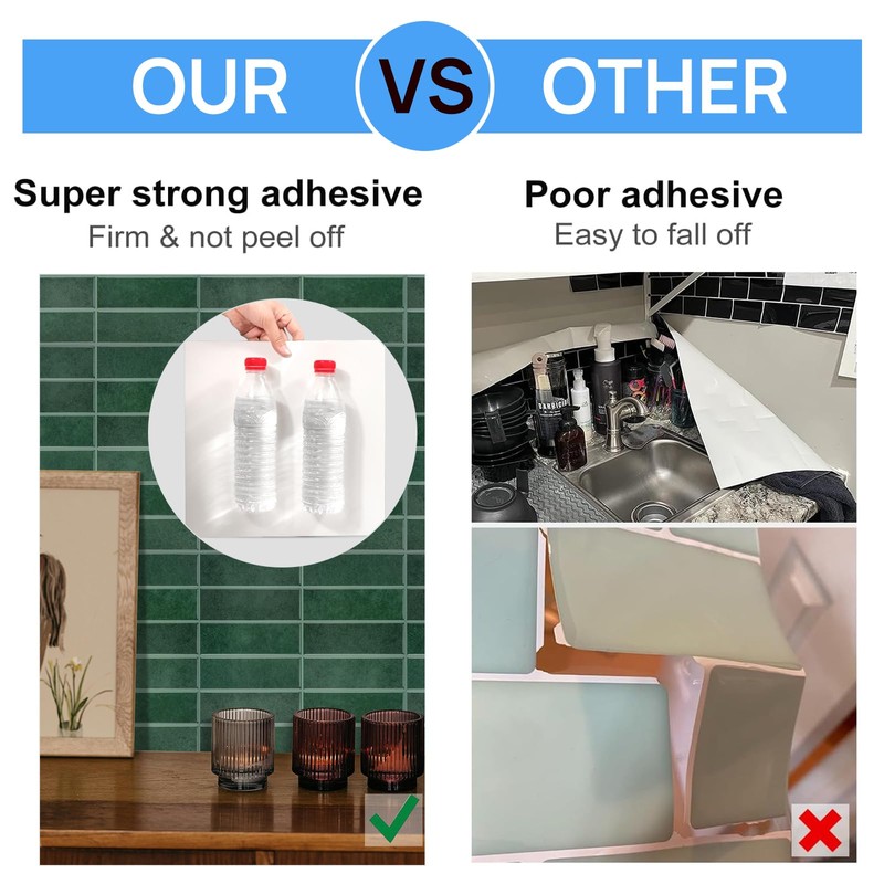 AdoDecor Peel and Stick Tile，New Upgrade Thicker Design Self Adhesive