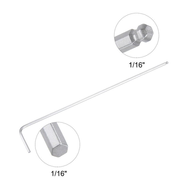 sourcing map 1/16" Ball End Hex Key Wrench, L Shaped