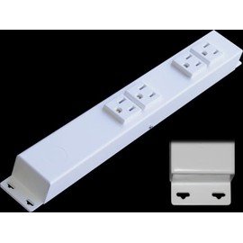 12” Hardwired Power Strip (NO Power Cord), 4 Vertical Outlets (NOT Tamper Resistant), with Ears (mounting tabs on Both Ends), 15A (NOT a 20 Amp Unit), White