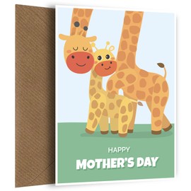 Giraffe Mothers Day Card from Son - First Mother's Day Card from Baby Daughter to Mum, Mummy, Mam, Nanny, Nana, Grandma or even Auntie - Happy Mother's Day cute giraffe card