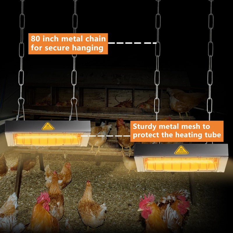 Chicken Coop Heater for Winter, Heat Lamp for Chickens 400W,