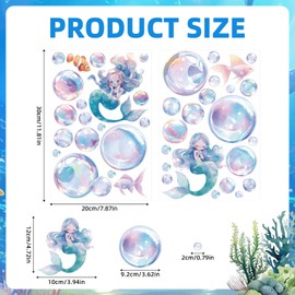 4 Sheets Bubble Wall Decals, Colorful Bubble Wall Cutouts Decal Ocean Decor Sticker Ideal Background Decorations for Bathroom Birthday Under The Sea Mermaid Theme Party(Style 2)