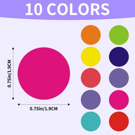 Round Color-Coded Labels 2400 Pieces, 3/4 inch dot Labels, for Kids Office Student Classroom, Home Storage Sorting
