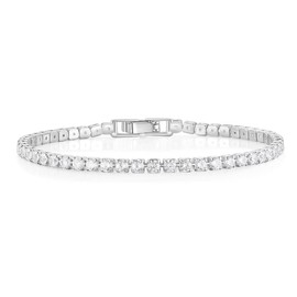 Mameloly 3mm Cubic Zirconia Classic Tennis Bracelet Silver Round Charm CZ Bracelets for Women Size 7 Inch