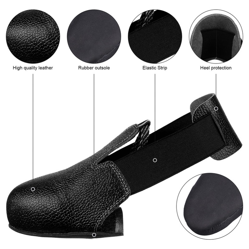 NUOBESTY Safety Shoe Covers, Anti-Smash Leather Overshoes with Slip-Resistant Sole,