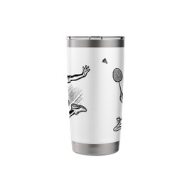 Panda Playing Badminton Player Shuttlecock Stainless Steel Insulated Tumbler