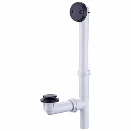 1-1/2" Bathtub Drain Kit Wellup Tubular Tip Toe Bath Waste Drain Kit, Touch-Toe Black Tub Drain Replacement Kit with Tip Toe Drain Stopper, PVC Plastic Pipe Tub Overflow Drain Cover, Matte Black