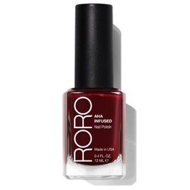 roro AHA Infused 21+ Free Nail Polish - Chip-Resistant High-Impact Nail Color Lacquer Made in the USA, Vegan/Cruelty-Free, Gluten-Free, Resurrected, Dark Carmine Red, .4Fl Oz/12mL