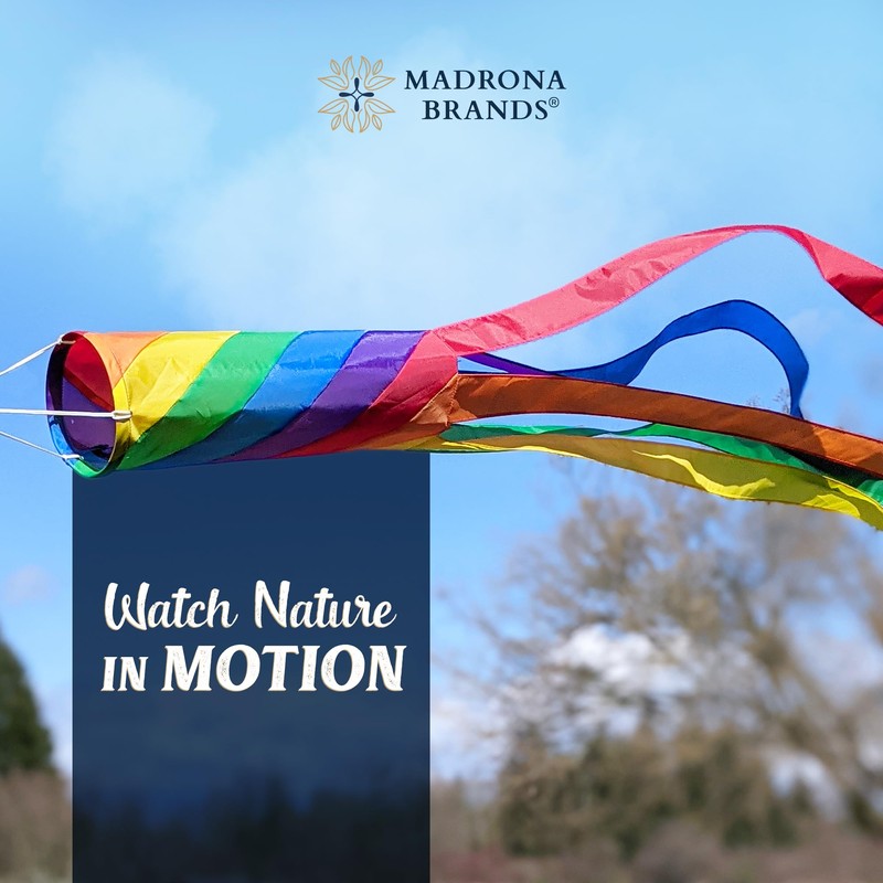 Madrona Brands Spiral Rainbow 60 Inch Windsock | Durable Outdoor