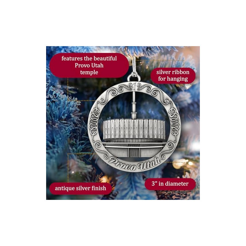 LDS Temple Ornament by Ringmasters | Antique Silver-Finish Hanging Ornament