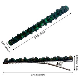4PCS Green Rhinestone Hair Clips, Shiny Crystal Durable Alligator Hairpins Bangs Metal Hair Barrette for Women Girls Fashion Hair Accessories