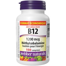 Webber Naturals Vitamin B12 1200 mcg, Timed Release, 150 Tablets, Supports Energy Production and Metabolism, Vegan