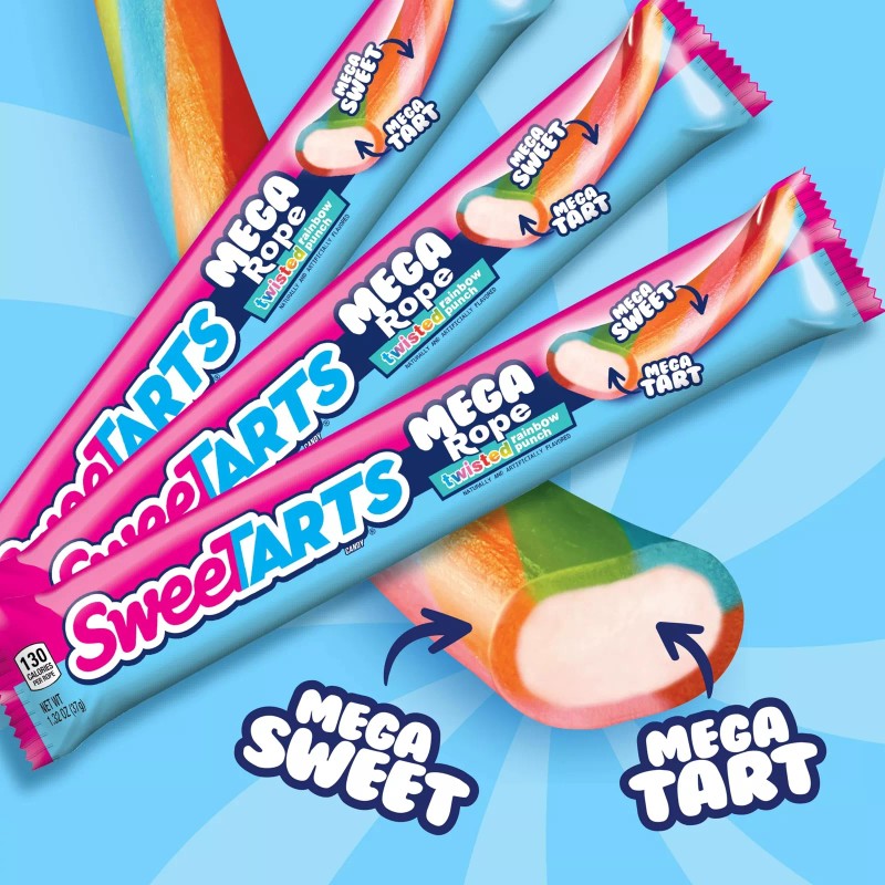 SweeTARTS MEGA Rope Candy Pack of 24 Soft Chewy Sweet