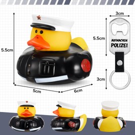 Jadive Police Gift Set Police Bath Duck Police Bottle Opener Keyring Police Rubber Ducks Funny Gift for Dad Mum Colleague Girlfriend