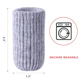 32 PCs Furniture Leg Socks - High Elastic Knitted Chair Leg Floor Protectors, Thickening Gray Chair Leg Covers Set, Move Easily and Reduce Noise