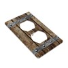 1 Gang Duplex Brown Wooden Barn Doors Receptacle Wall Plate