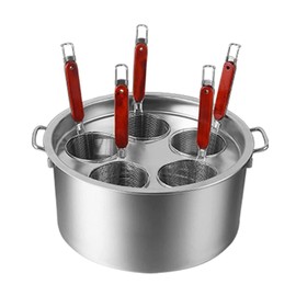 Buokaiw Pasta Cooker with Strainer,Stainless Steel Pasta Cooker Insert Set, Multipots Cooking Tool,Pasta Cooker Pot Set, 5 Pieces, Stainless Steel Stock Pot and Frying Pan with Lid