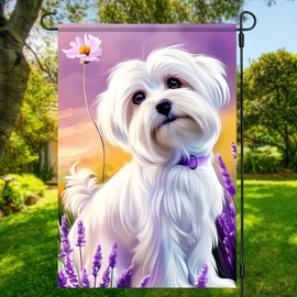 BlissYard Spring Summer Garden Flag Floral Shih Tzu Yard Flag Flower Garden Flags for Outside Small Outdoor Welcome Flags 12x18 Double Sided for Outside Home Decor