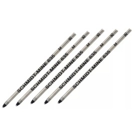 5 Pack - GENUINE SCHMIDT MINE 635M D1 Ballpoint Pen Refills 635 - Black Medium