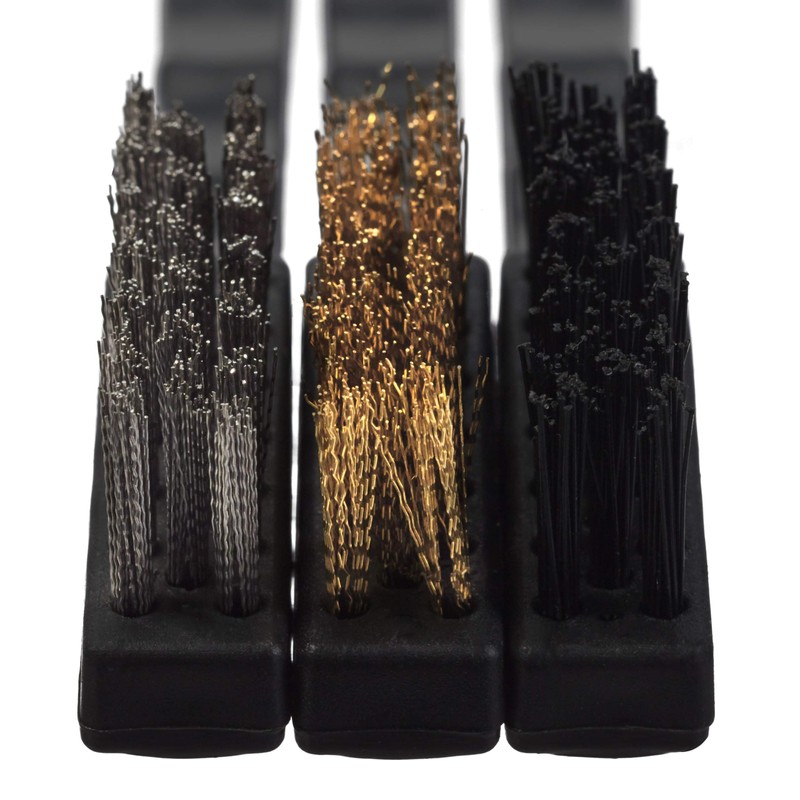 Relaxdays Wire Brush 7-Piece Set, 2 Stainless Steel, Nylon &