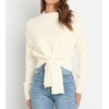 Okiwam Women's Long Sleeve Cropped Sweaters Casual Knit Pullover Tie