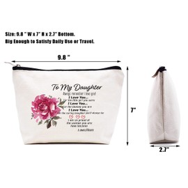 To My Daughter Always Remember I Love You – Makeup Bag Cosmetic Bag Travel Pouch Gift– Daughter Gifts from Mom Or Dad - Birthday Graduation Christmas Gifts for Daughter Bouns Daughter Daughter in Law
