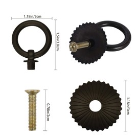 KJLEEN Cabinet Knobs, Pack of 6 Furniture Knobs, Black Vintage Furniture Handle, Drawer Knob, Cupboard, Drawer Handles, Ring Knob for Furniture, Cabinet, Dresser, Door, Furniture Knob, Wardrobe