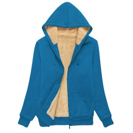 SWISSWELL Hoodies for Women Winter Fleece Sweatshirt - Full Zip Up Thick Sherpa Lined Hooded Jacket Dark Teal Blue Medium