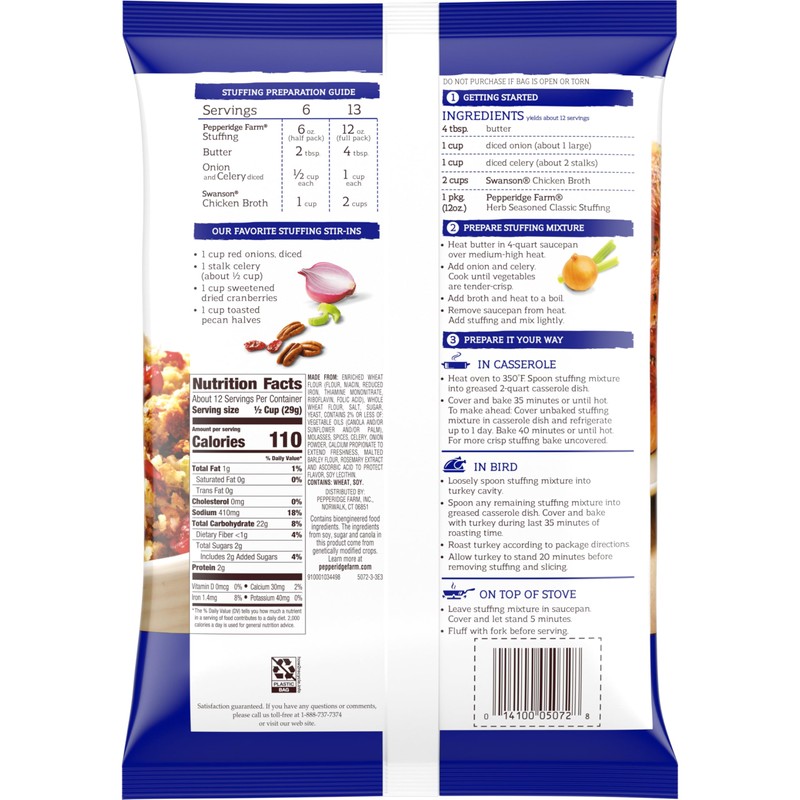 Pepperidge Farm Herb Seasoned Classic Stuffing, 12 oz. Bag