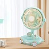 Small Desk Fan with Light USB Rechargeable Quiet Adjustable Wind