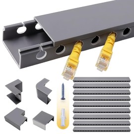 RJYKVS Cable Raceway Kit,139 Inch Open Slot Cable Management Kit with Upgraded Snap Structure,Under Desk Cord Organizer with Cable Management System for Network/PC/TVs 15.7" X 1.57" X 0.79" X 9PCS