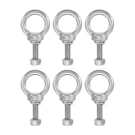 PATIKIL M6x20 Lifting Shoulder Eye Bolts 304 Stainless Steel Female Thread Hex Screw Nuts Gasket Flat Washers for Hanging Chain Wire Rope Set of 6