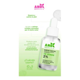 Sérum Facial con Té Verde AND , Controla Acné y Brillo, Piel Grasa, 30ml