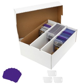 EBOAUSI 2100-Count Trading Card Storage Box-3-Row Design/8 Dividers&3 Supporters-Fits MTG, TCG, Sports Cards(Sleeved/Unsleeved)-Magnetic&Toploader Compatible-Durable Cardboard (1 Pack)