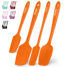 Zulay 4pcs Silicone Spatula Set - Heat Resistant Silicone Tools for Cooking, Baking & Mixing - One Piece Design Spatulas for Non-Stick Cookware - Durable Stainless Steel Core (Orange)