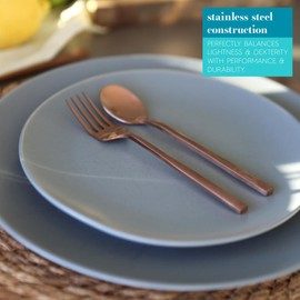 Argon Tableware Stainless Steel Teaspoons - 14.5cm - Copper - 12x Tea Spoons High Polished Metal Spoons 12-Piece Tea Coffee Sugar Spoon Cutlery Set