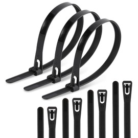 Heavy-Duty Reusable Zip Ties – 16-Inch 400 x 7.6mm, 120 lbs Tensile Strength, UV-Resistant Nylon Cable Ties for Indoor/Outdoor Use (100-Pack)