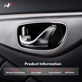 A-Premium Window Crank Handle Compatible with Freightliner Model - Classic FLD132 2003-2007, FLD112 2003-2006, FLD120 1991-1996, FLD120SD 2003/2005-2009, Textured Black, Driver or Passenger Side