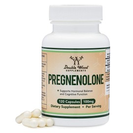 Pregnenolone 100mg per Serving (Converted to Progesterone to Boost Progesterone Levels) - Third Party Tested - 120 Capsules (50mg per Capsule) Non-GMO by Double Wood