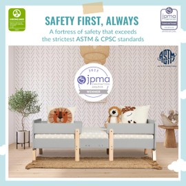 Dream On Me Osko Convertible Toddler Bed Made with Sustainable New Zealand Pinewood in Grey, JPMA & Greenguard Gold Certified, Non-Toxic Finish