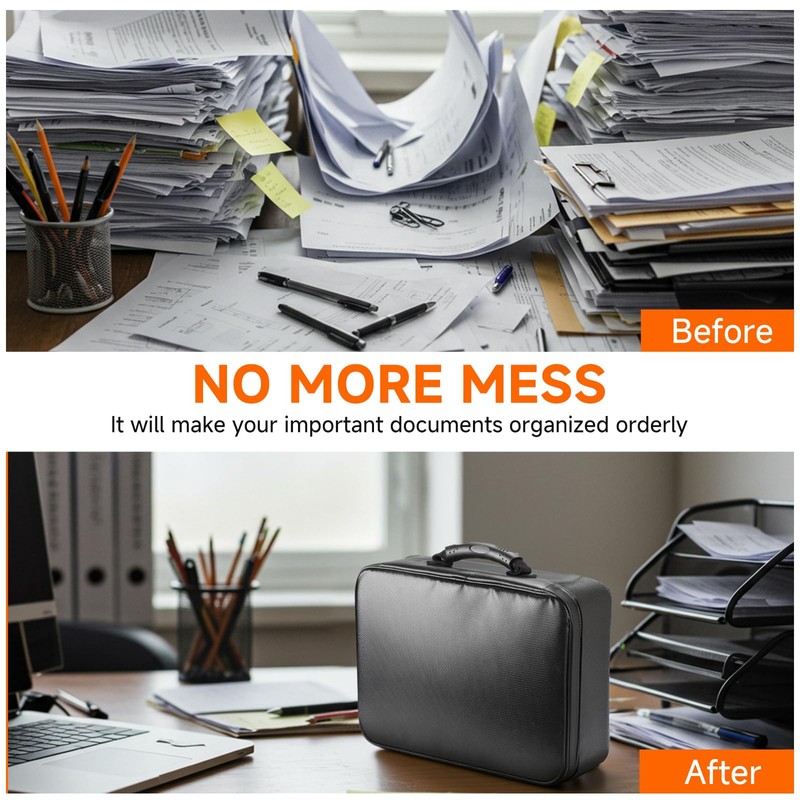 Fireproof Document File Organizer Bag, 5200°F Portable File Organizer with