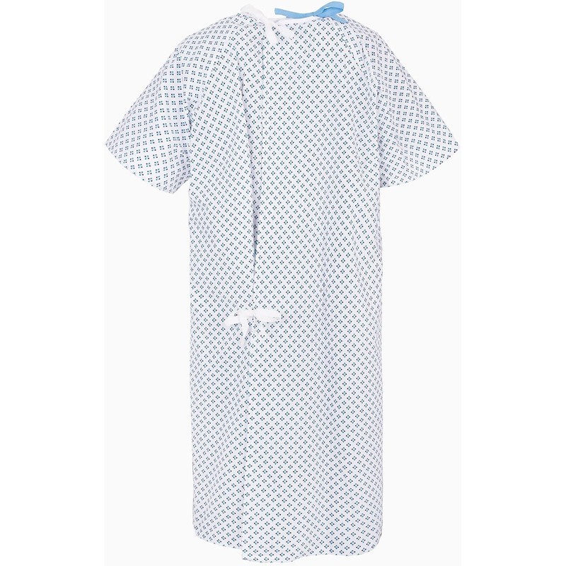 EASY CARE SOLUTIONS | Unisex PATIENT GOWN Blue/Green Diamond Print