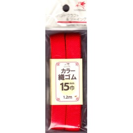Kawamura Kintenma Color Woven Rubber 0.6 inch (15 mm), 4.7 ft (1.2 m), 3 Red, kw91606