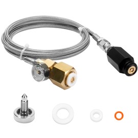 Soda Machine Quick Connector Co2 Adapter - CGA320 to TR21-4 Soda Maker Adapter 60inch Stainless Steel Hose Compatible with Jet/One Touch/Fizzi/Aqua Fizz Soda Water Machine (with Pressure Gauge）